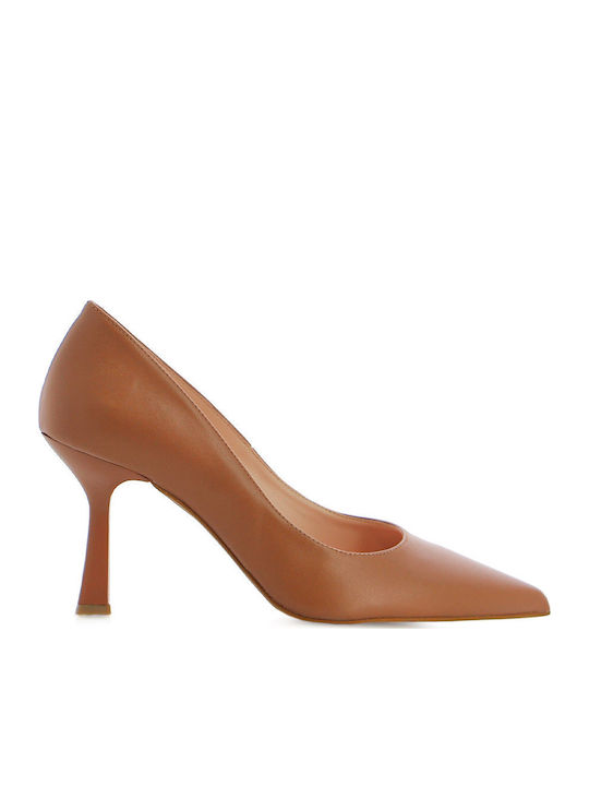 Studio Leder Pumps mit hohem Absatz Tabac Braun