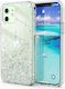 Jup Калъф #7402339-a 8865-23 iPhone 12/12 Pro Блестящи Сребърни Звезди Прозрачен TPU + PC 6.1" Пример