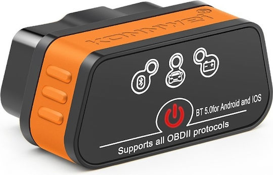Obd 2 Auto Diagnosewerkzeug Konnwei Kw901 Bluetooth 5.0 Ein-Aus-Schalter Kompatibel mit Android iOS ELM 327 OBD II Schwarz Orange