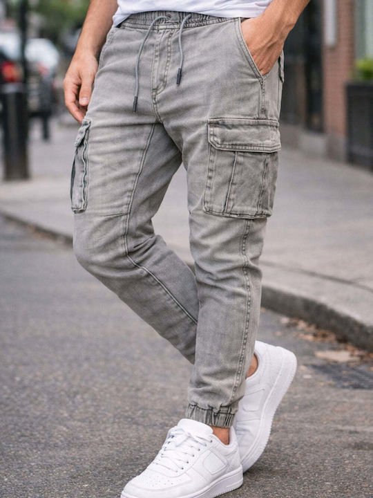 GUF Men's Jeans Pants Cargo Slim Fit Grey