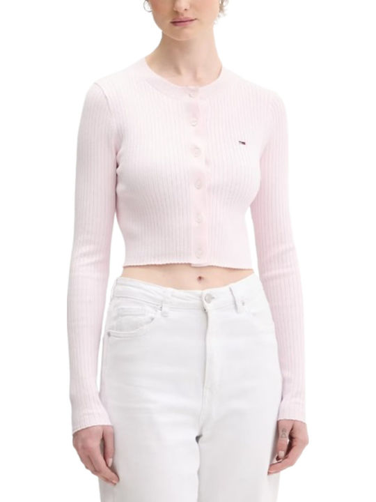 Tommy Hilfiger Κοντή Γυναικεία Πλεκτή Ζακέτα Pink