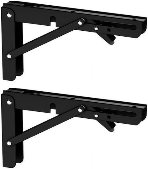 Foldable Stainless Steel Corner Shelf Black 2pcs PC863J