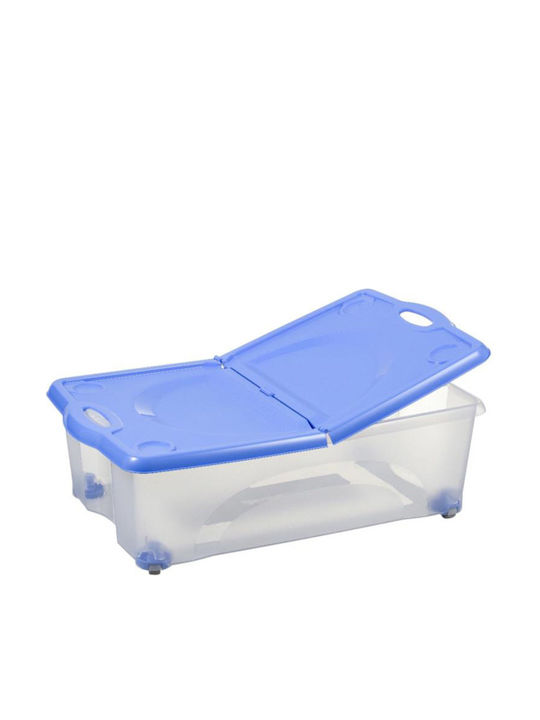Bama Plastic Storage Box with Wheels and Lid Transparent 59x39x18cm 1pcs