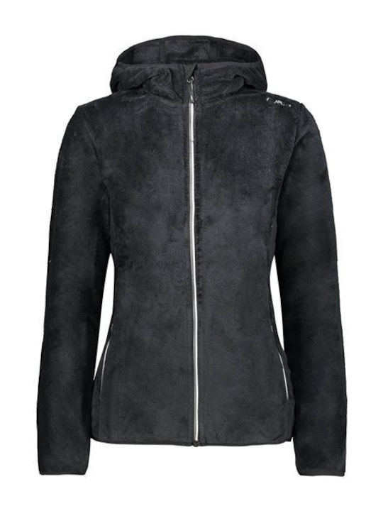 Fleece Women's Cardigan in Black Colour