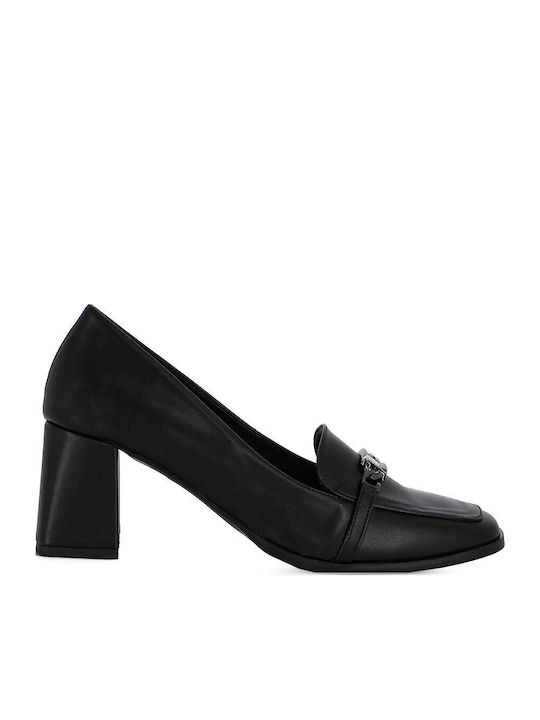 Leather Women's Moccasins in Black Color