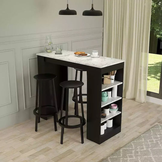 SteweHome Bar-Tisch Schwarz Oberflächenmaterial Marmor & Regale 120x51x101cm SteweHome Bar-Tisch Schwarz Oberflächenmaterial Marmor & Regale 120x51x101cm