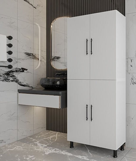 Multipurpose Bathroom Or Kitchen Cabinet White 70x32x172cm