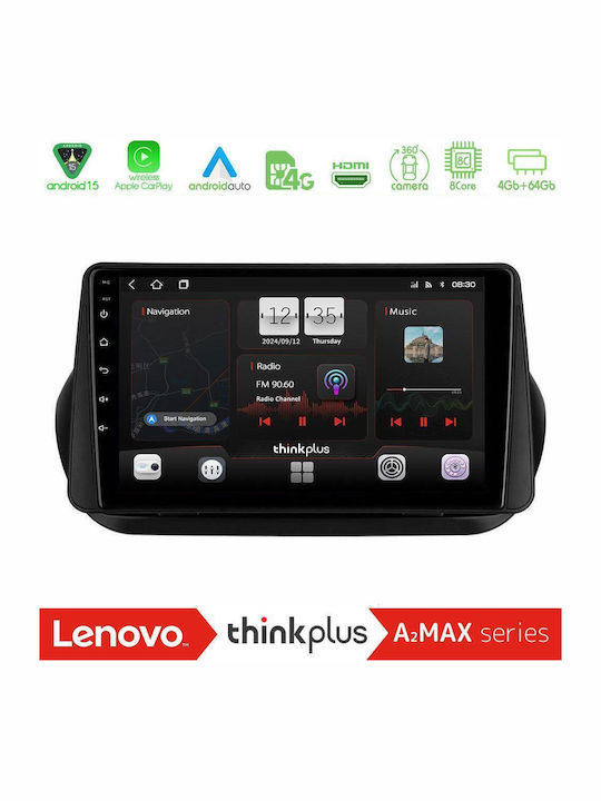 Lenovo Car Audio System for Peugeot Bipper Fiat Fiorino 2008-2017 with Touch Screen 10" Bluetooth USB Wi-Fi GPS Apple CarPlay Android Auto