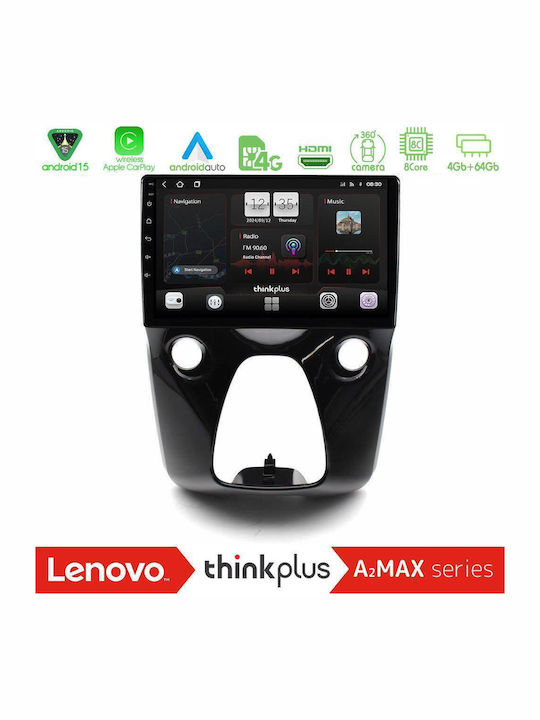 Lenovo Auto-Audiosystem für Peugeot 108 Toyota Aygo Citroen C1 2014-2021 Bluetooth USB Eingebautes Wi-Fi GPS Apple CarPlay Android Auto mit 10 Zoll Touchscreen