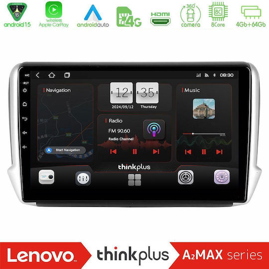 Lenovo Car Audio System for Peugeot 208 / 2008 2008 (Bluetooth/USB/AUX/WiFi/GPS/Apple-Carplay/Android-Auto) with Touch Screen 10"
