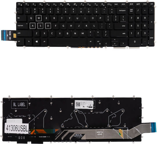 Laptop Keyboard Dell G3 15 3590 G3 15 3500 G3 15 3779 G3 15 3579 G5 15 5500 G5 15 5590 G5 Se 5505 G5 Se 5587 D8c01 0d8c01 490.0h707.0d01 Nsk-es1bw 01 Us No Frame RGB Backlight Black Code 41306usbl