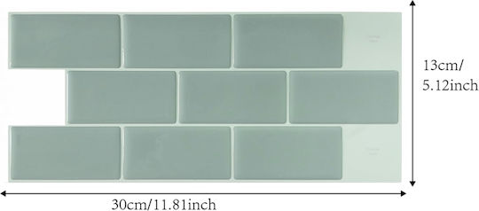 3D Kitchen Self-Adhesive Green Wall Tile Stickers 30 x 13 cm 12 Pieces