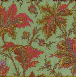 Caspari Χαρτοπετσέτες Dinner Paisley Leaves Sage Green 19x19cm 20 Tεμάχια