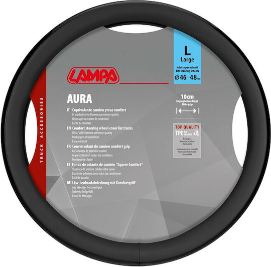 Lampa Car Steering Wheel Cover with Diameter 46-48cm Synthetic Black with Black Stitching