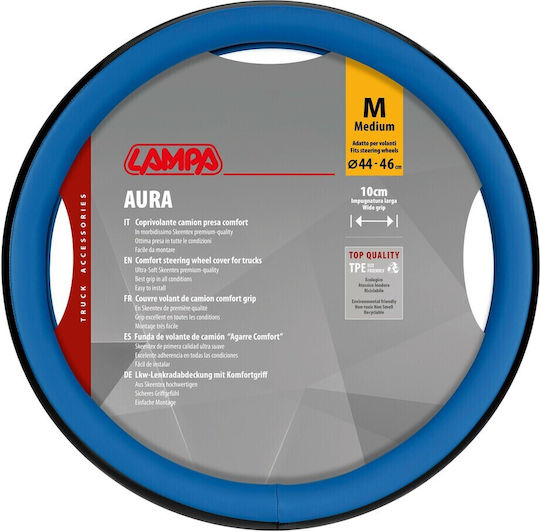 Lampa Car Steering Wheel Cover with Diameter 44-46cm Synthetic Blue with Blue Stitching