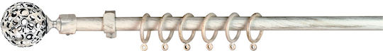 Extendable Metallic Curtain Pole Toledo Single Diameter 22mm Length 140-240cm White-Gold