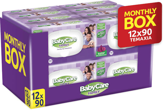 BabyCare Family Baby Wipes Alcohol-Free & Parabens Free 12x90pcs