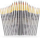 Set 24 Pensule De Pictură Tritart Vârfuri Fine Păr Sintetic Perii Acuarelă Acrilic Ulei Negru