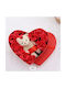 Geschenkbox Herz Rot Bärchen 10 Dekorative Rosen 17x15,5cm