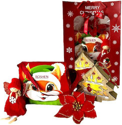 Merry Christmas Package Handbag Box Roshen Sweets Wooden Christmas Tree-shaped Light-up Figurine Plush Angel Decorative Flower In Gift Box Red