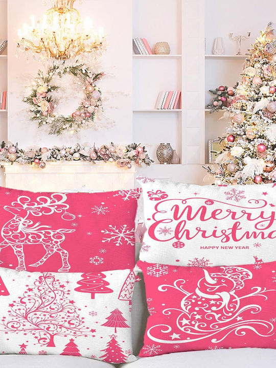 Miaikoe Set 4 Weihnachtsdekorative Kissen 30x50 cm Heimdekorationen Rosa