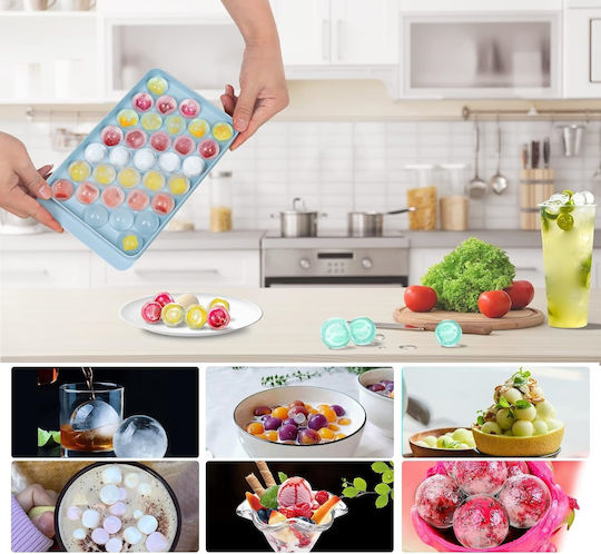 Ледена Кутия Кръгла Пластмасова с Капак Синя B0C22Z2XFR