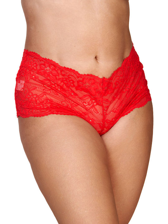 Comfort Femeie Boxer cu Dantelă Red