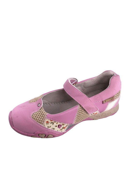 Παιδικές Μπαλαρίνες mit Bügel- und Schleifenverschluss Leder Rosa