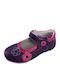 Kids Leather Ballerinas with Hoop & Loop Closure Purple