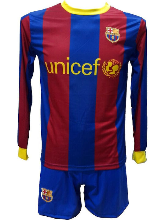 Παιδικό Σετ Ποδοσφαίρου Barcelona Messi Retro Μπλε Κόκκινο 1201-26