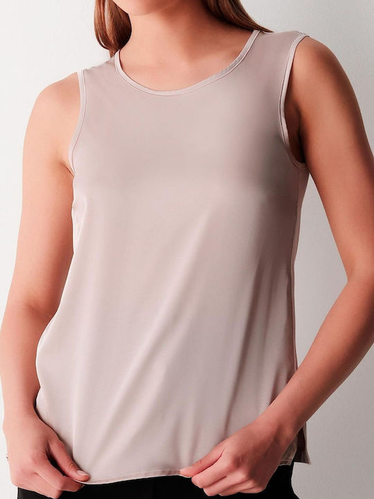 Women's Sleeveless T-Shirt Beige