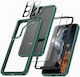 Jup 7828321 8865-31 Калъф + Протектори Комплект Samsung Galaxy S22 Plus 360 Градусова Защита 6 В 1 TPU Тъмнозелен