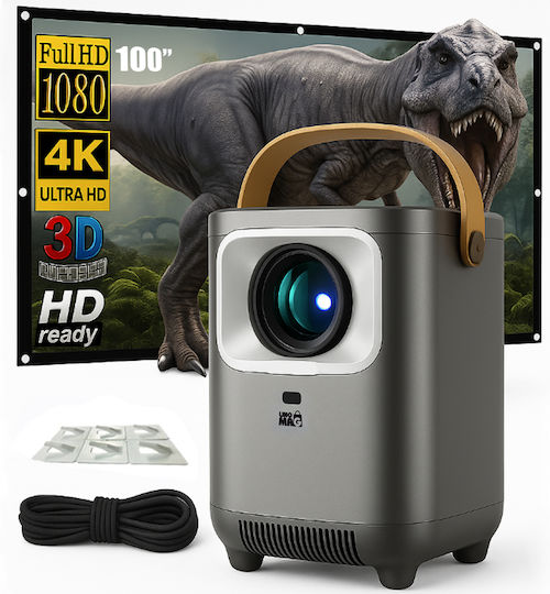 Linomag Мини Проектор DLP HD с Wi-Fi и вградени високоговорители Сив