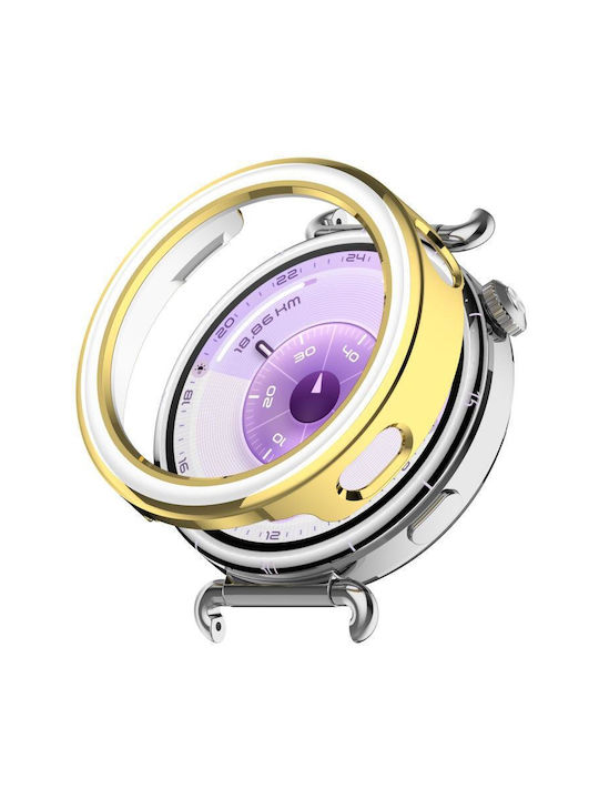 Huawei Watch GT 6 41mm Half Coverage Hollow PC Watch Protective Cover Light Gold Ceramic White