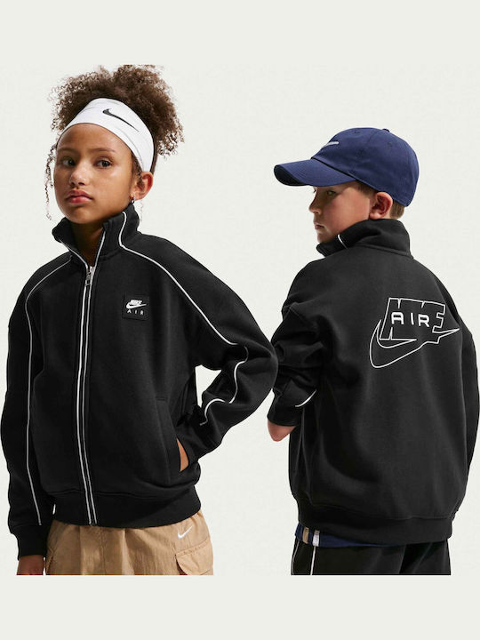 Athleisure Kids Cardigan Cotton Hooded Black