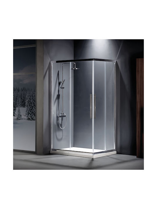 Devon Flow Corner Entry Kabine für Dusche mit Schieben Tür 117x119cm Klarglas