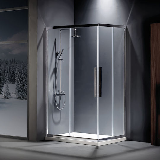 Devon Flow Corner Entry Cabinet Duș cu Glisare Ușă 117x119cm Sticlă transparentă