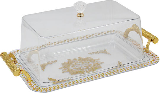 Keskor Τουρτιέρα Πλαστική με Καπάκι Χρυσή 41x25x17εκ.