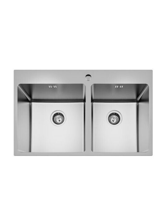 Finetto Ένθετος Νεροχύτης Inox Σατινέ Μ86xΠ52cm Ασημί