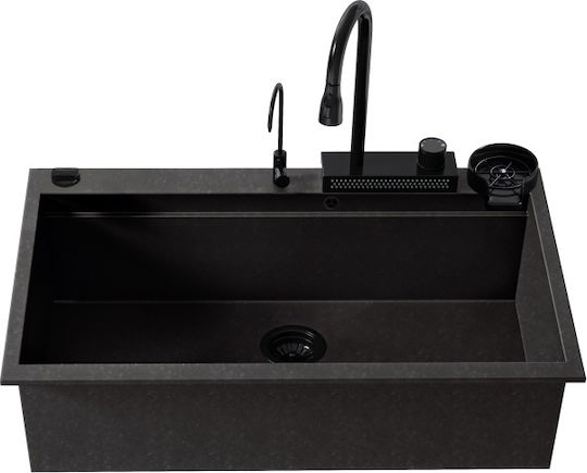 Sanitec 850 Ένθετος από Συνθετικό Γρανίτη Μ79xΠ50cm Μαύρος