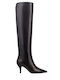 Leather Medium Heel Women's Boots Brown