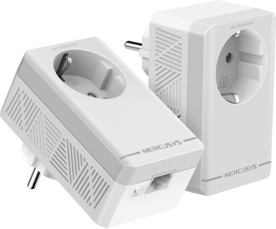 Mercusys MP300P Powerline Kit dublu pentru Conexiune prin Cablu cu Prin trecere Prize și Port Ethernet
