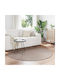 vidaXL Teppich Rund Synthetisch,Polyester/Cotton/Leather Beige