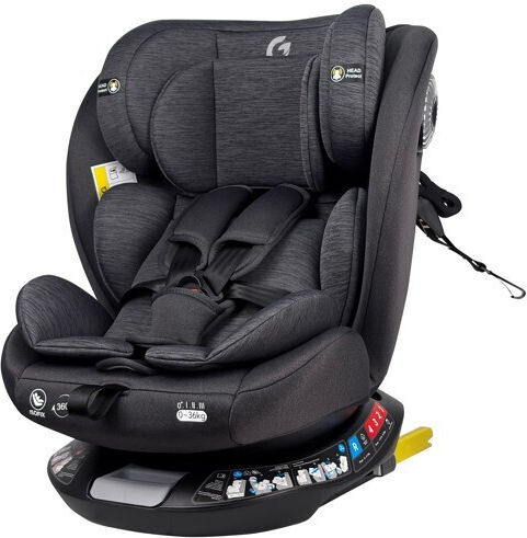 Fun Baby G Детско Столче за Кола i-Размер с Isofix Black Grey 0-36 кг