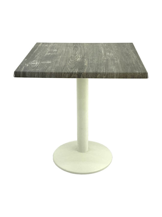 Masă Pătrată Pentru Sala De Mese Din Lemn Cu Ramă Metalică Old Pine Alb 80x80x74cm