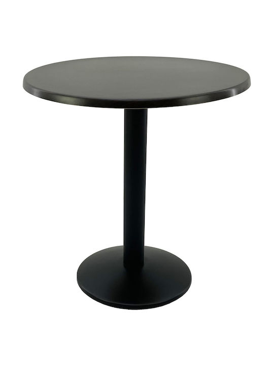 Masa Rotundă Bar Din Lemn Cu Ramă Metalică Wenge Negru 80x80x74cm