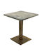 Masă Pătrată Bar Din Lemn Cu Ramă Metalică Vintage Bronz Aspect Antic 70x70x74cm