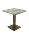 Quadratischer Bar-Tisch Aus Holz Mit Metallrahmen Weiß Vintage Bronze 70x70x74cm