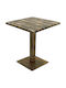 Masă Pătrată Bar Din Lemn Cu Ramă Metalică Vintage Bronz Antichizat 70x70x74cm