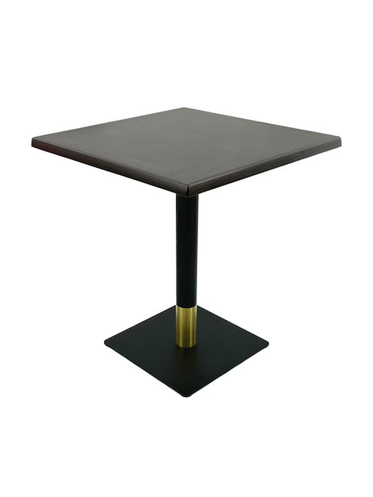Masă Pătrată Bar Din Lemn Cu Ramă Metalică Wenge Negru Auriu 80x80x74cm